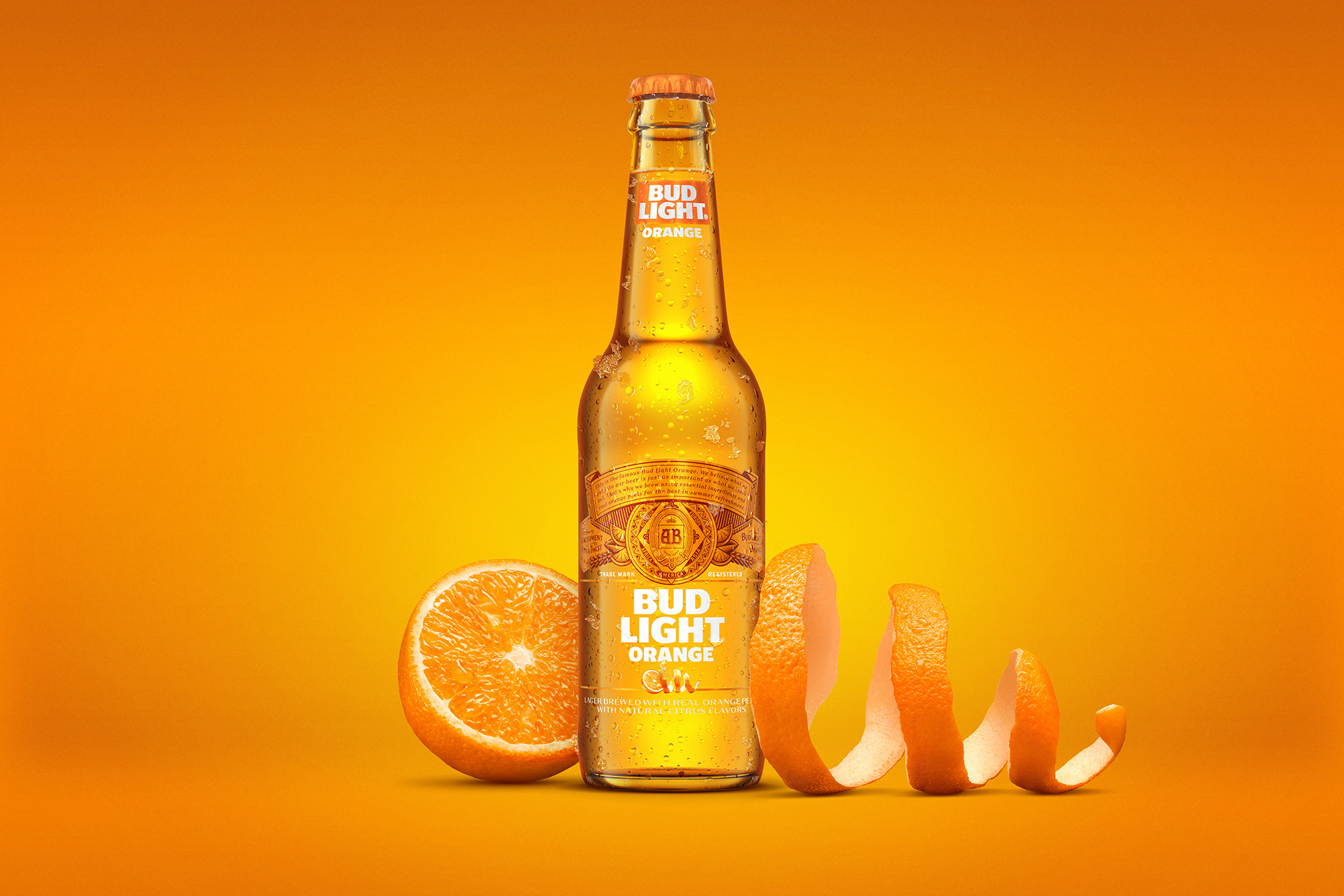 Bud Light Beer with orange peels, styled by Drink Stylist Takako Kuniyuki