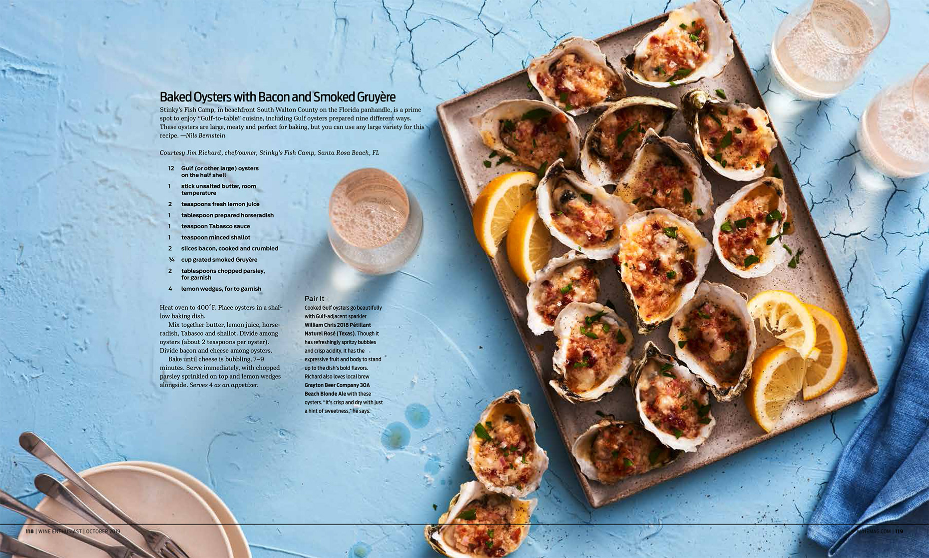 Wine Enthusiast Sea Fare Article about baked oysters, Food Styling by Takako Kuniyuki New York